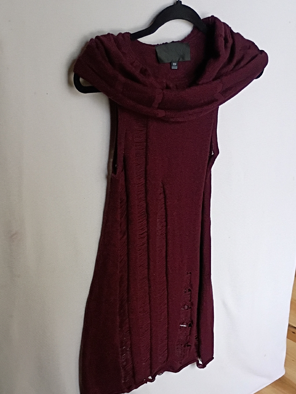Widow Women's Deep Red Distressed Sweater tunnic